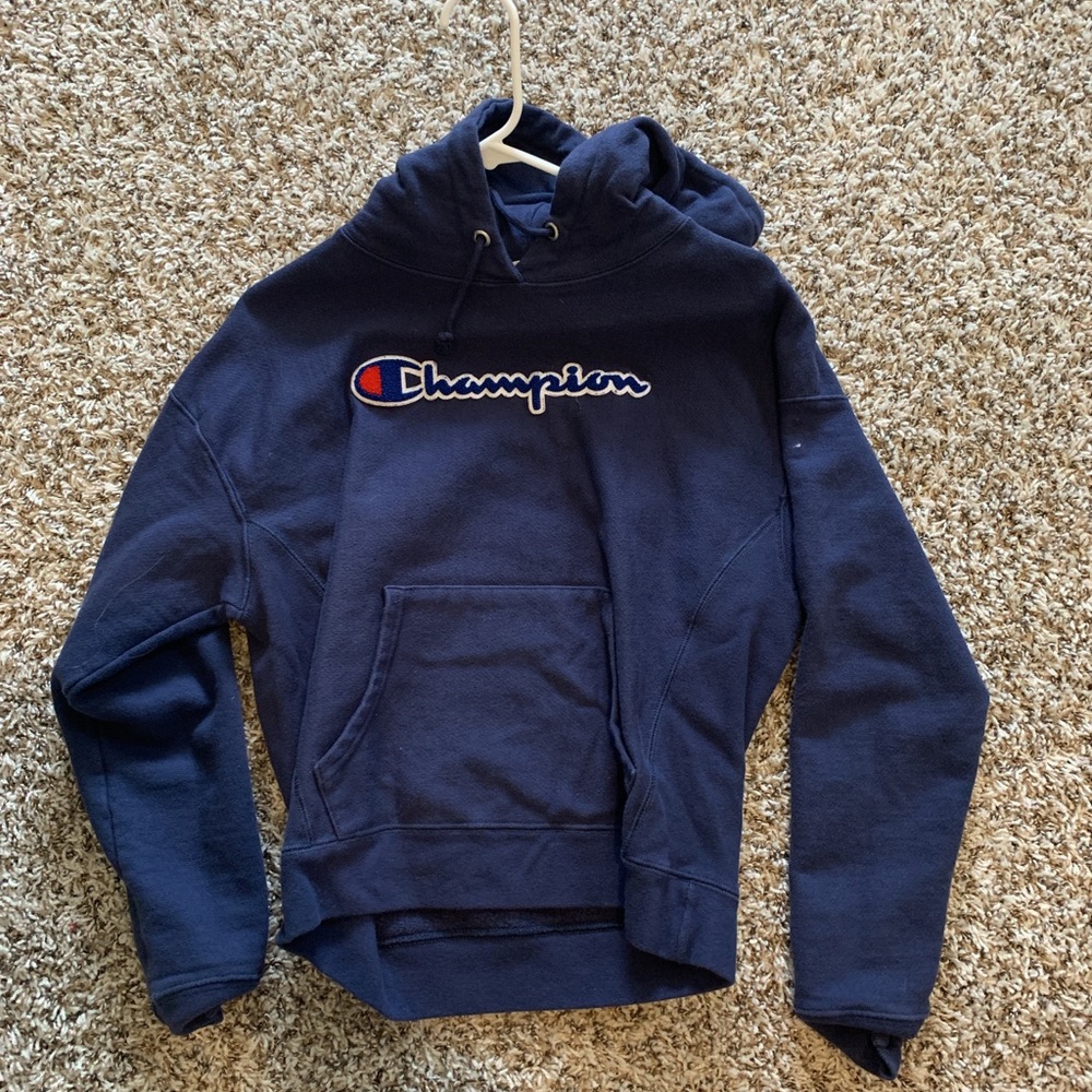 dark blue champion hoodie
